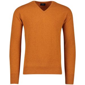 William Lockie trui v-hals oranje effen wol