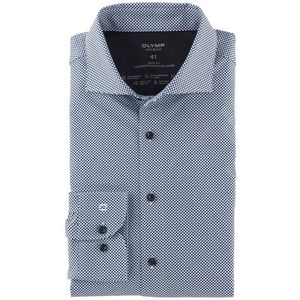 Olymp Level Five extra slim fit geprint katoen blauw witte stippen