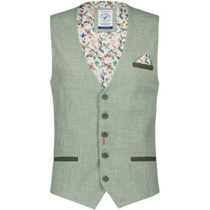 A Fish Named Fred gilet groen geruit slim fit