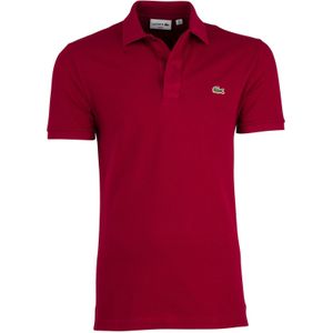 Lacoste polo slim fit bordeaux effen katoen