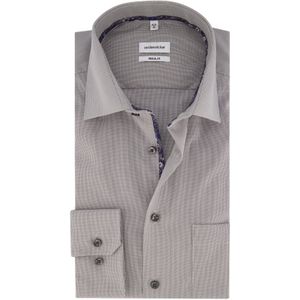 Seidensticker business overhemd Regular fit grijs geruit katoen strijkvrij