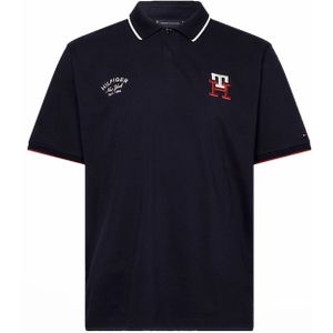 Tommy Hilfiger polo Big & Tall normale fit donkerblauw effen met logo