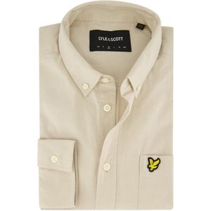 Lyle & Scott overhemd normale fit beige katoen borstzak