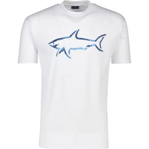 Paul & Shark t-shirt wit katoen blauwe opdruk