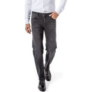 Hiltl jeans grijs effen denim, stretch slim fit Tecade