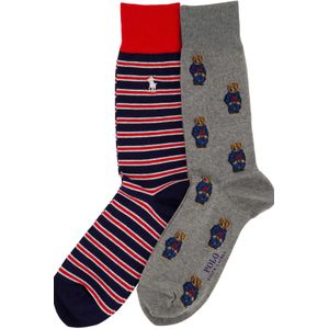 Polo Ralph Lauren sokken donkerblauw grijs geprint 2 paar