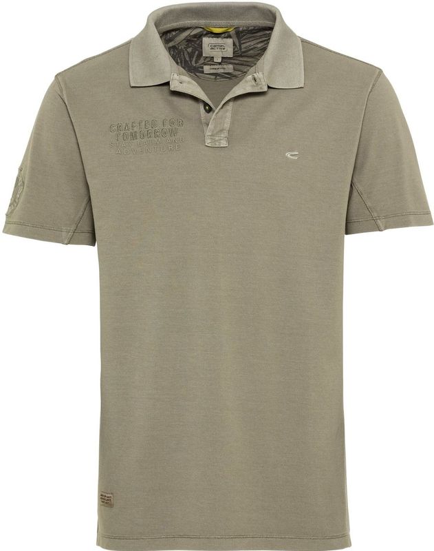 Camel Active poloshirt korte mouw wijde fit groen effen katoen