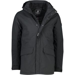 Tenson winterjas zwart effen rits + knoop normale fit afneembare capuchon