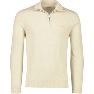 Gant katoenen trui half zip beige gemêleerd