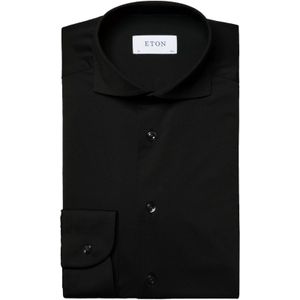 Zwarte Eton Four-way stretch overhemd slim fit