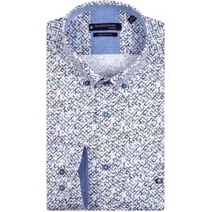 Giordano casual overhemd normale fit blauw geprint katoen button-down boord