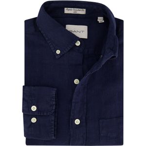 Gant donkerblauw overhemd regular fit linnen