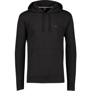 Hugo Boss sweater hoodie zwart effen met buidelzak