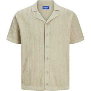 Overhemd Jack & Jones Plus Size korte mouw knitted beige