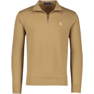 Polo Ralph Lauren trui bruin half zip effen wit logo katoen