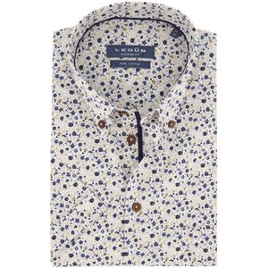 Ledub overhemd Modern Fit blauw dessin korte mouw