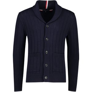 Donkerblauw vest Tommy Hilfiger ronde hals knopen