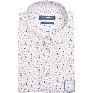 Ledub overhemd korte mouw Modern Fit New normale fit blauw geprint borstzak