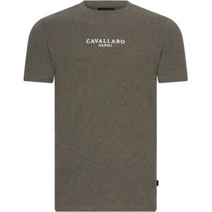 Cavallaro groen gemeleerd slim fit katoen