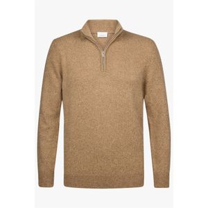 Profuomo trui half zip camel effen wol normale fit