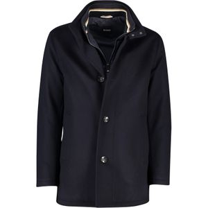 Boss Coxtan winterjas donkerblauw effen normale fit wol