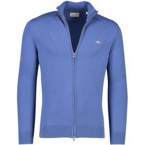 Gant vest effen blauw katoen normale fit