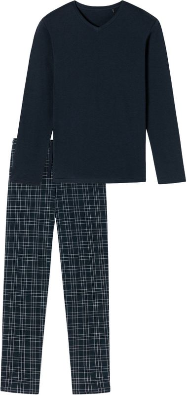 Schiesser Fine Interlock pyjama navy met print 100% katoen