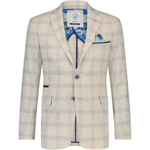 A Fish Named Fred colbert wit geruit met blauw linnen slim fit