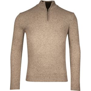 Baileys half zip trui extra lange mouw bruin gebreid wol en zijde