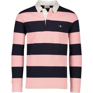 Gant trui rugby roze/ donkerblauw gestreept katoen