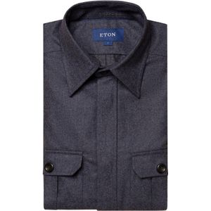 Eton vest opstaande kraag donkerblauw knopen effen