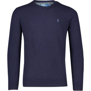 Polo Ralph Lauren trui met logo ronde hals navy effen merinowol