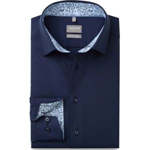 Olymp Luxor 24/Seven overhemd donkerblauw climate control vezel