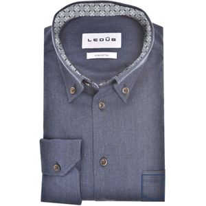 Ledub Modern Fit New overhemd effen donkerblauw