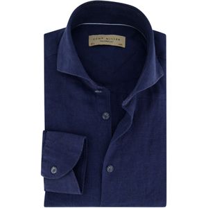 Tailored fit donkerblauw John Miller overhemd linnen