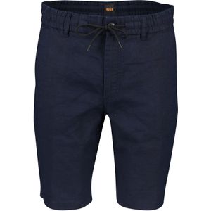 Hugo Boss Orange korte broek donkerblauw effen linnen Tapered Fit