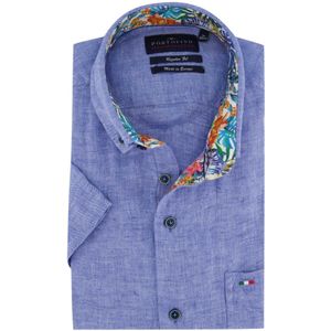 Portofino overhemd Regular Fit blauw korte mouwen