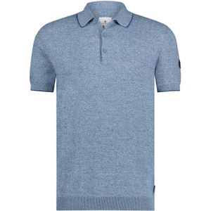 State of Art poloshirt wijde fit blauw gemêleerd katoen