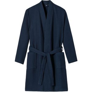 Schiesser badjas donkerblauw wafelkatoen Essentials