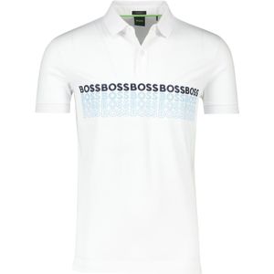 Hugo Boss polo normale fit wit katoen met logo print