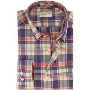 Gant casual overhemd normale fit blauw rood geruit katoen