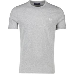 Fred Perry T-shirt effen grijs katoen ronde hals