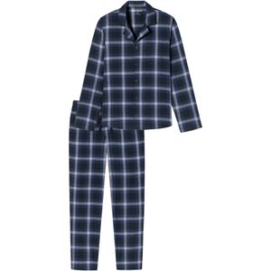 Schiesser Warming Nightwear pyjama navy geruit katoen