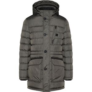 Bugatti winterjas grijs effen rits + knoop wijde fit 100% polyester