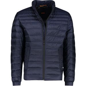 Tussenjas Hugo Boss donkerblauw effen rits normale fit