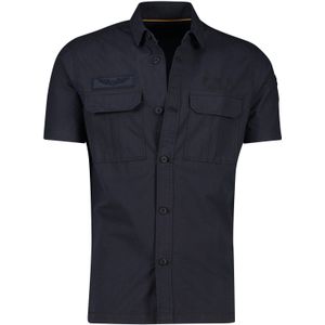 PME Legend Overshirt donkerblauw effen katoen