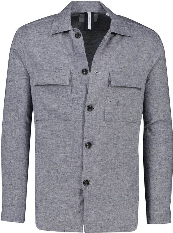 Profuomo Overshirt donkerblauw gemêleerd normale fit