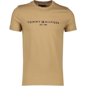katoenen Tommy Hilfiger t-shirt bruin slim fit