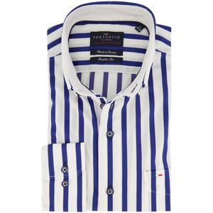 Portofino gestreept overhemd regular fit blauw