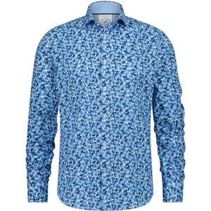 Overhemd slim fit blauw geprint A Fish Named Fred casual katoen